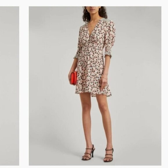 RIXO Juni Puff-sleeve Mini-dress In Micro Shell Size XS - Picture 3 of 14